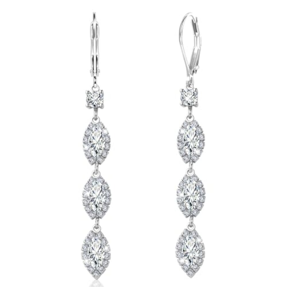 925 Sterlingā Silver Dangle Leverback Earrings for Women